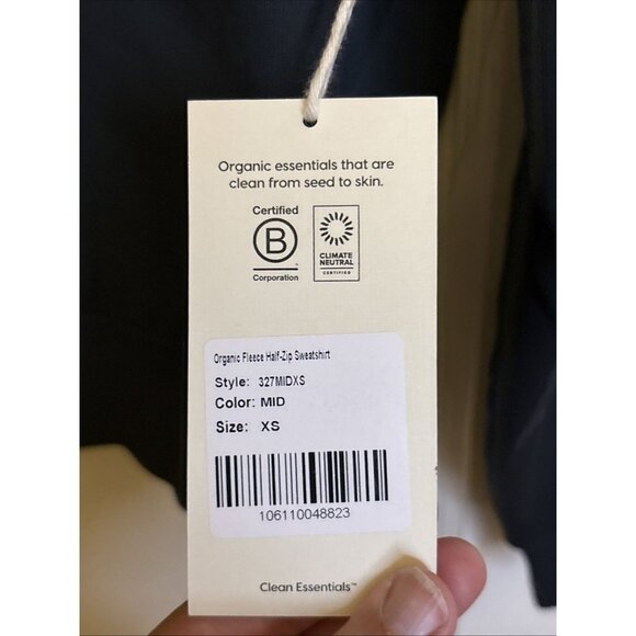 Mate The Label Organic Fleece Half Zip Sweatshirt Midnight NWT X-Small - Picture 6 of 9